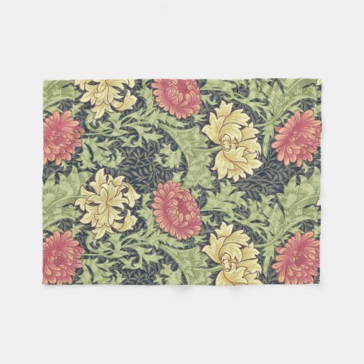 William Morris Chrysanthemum  Floral Art Fleece Deken (Voorkant (Horizontaal))