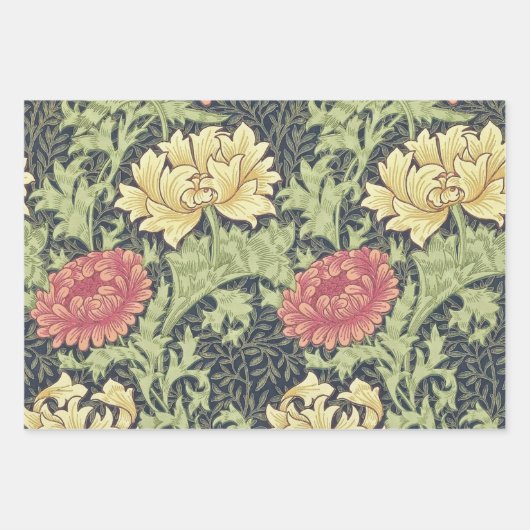 William Morris Chrysanthemum  Floral Art Inpakpapier Vel (Voorkant)