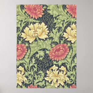 William Morris Chrysanthemum  Floral Art Poster