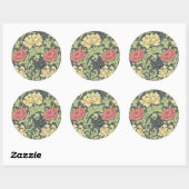William Morris Chrysanthemum  Floral Art Ronde Sticker (Vel)