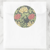 William Morris Chrysanthemum  Floral Art Ronde Sticker (Tas)