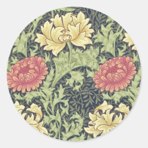 William Morris Chrysanthemum Floral Art Ronde Sticker