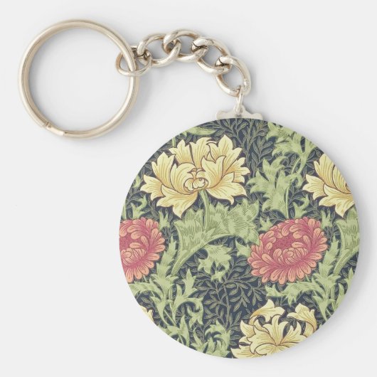 William Morris Chrysanthemum Floral Art Sleutelhanger (Voorkant)