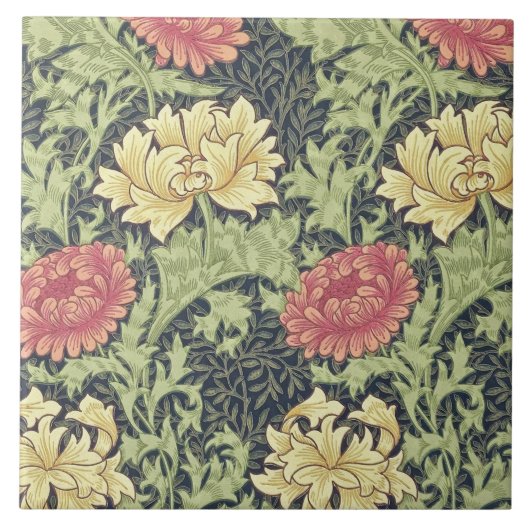 William Morris Chrysanthemum  Floral Art Tegeltje (Voorkant)