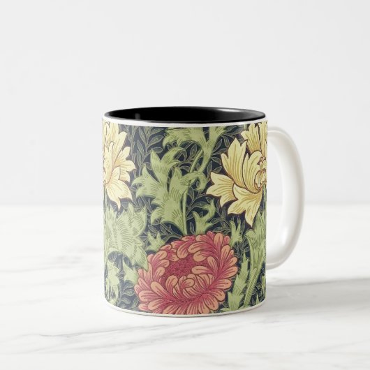William Morris Chrysanthemum Floral Art Tweekleurige Koffiemok (Voorkant rechts)