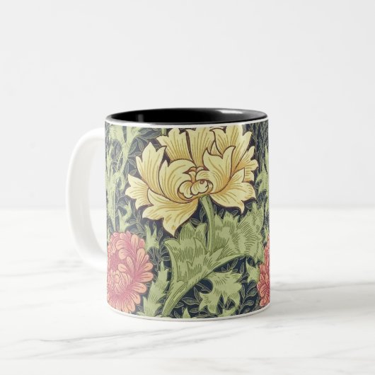 William Morris Chrysanthemum Floral Art Tweekleurige Koffiemok (Voorkant links)