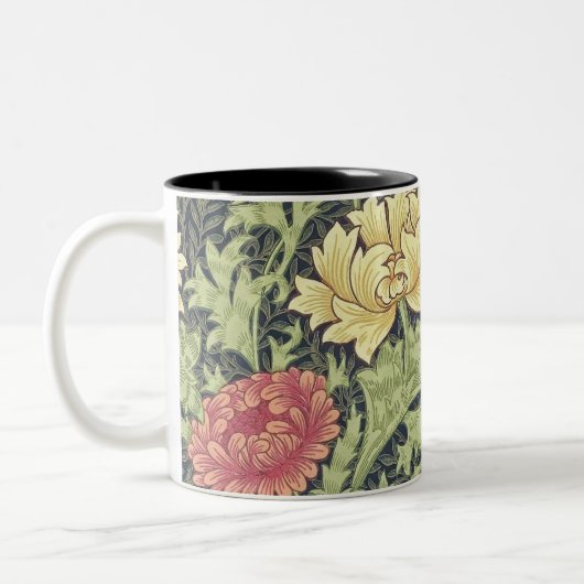 William Morris Chrysanthemum Floral Art Tweekleurige Koffiemok (Links)