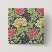William Morris Chrysanthemum  Floral Art Vierkante Button 5,1 Cm (Voorkant)