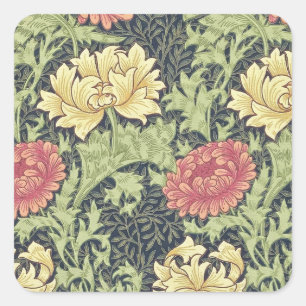 William Morris Chrysanthemum Floral Art Vierkante Sticker