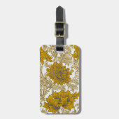 William Morris Chrysanthemum Floral Golden Yellow Bagagelabel (Voorkant verticaal)