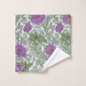William Morris Chrysanthemum Floral Paarse Green Bad Handdoek (Wasdoekje)