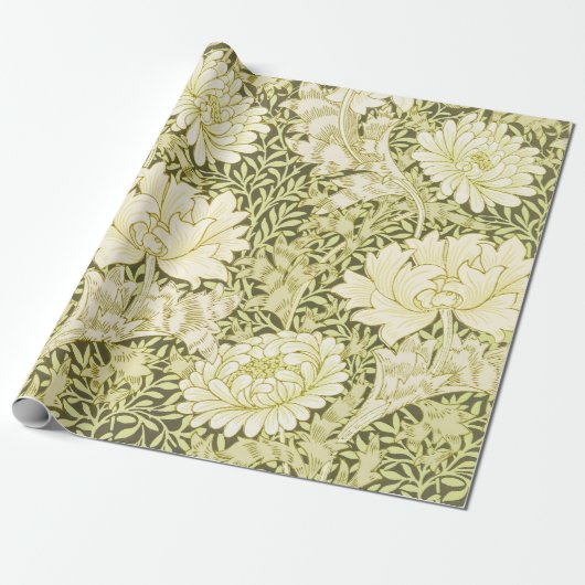 William Morris Chrysanthemum Floral Pattern Cadeaupapier (Uitgerold)