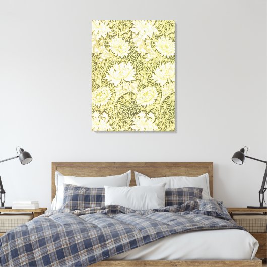William Morris Chrysanthemum Floral Pattern Canvas Afdruk (Insitu (Slaapkamer))