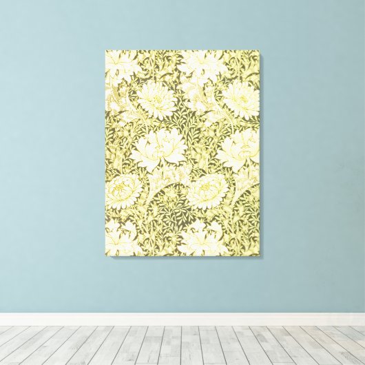 William Morris Chrysanthemum Floral Pattern Canvas Afdruk (Insitu (Houten vloer))