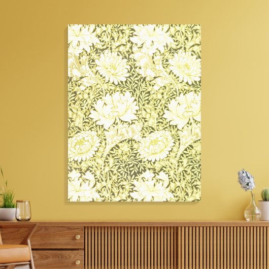 William Morris Chrysanthemum Floral Pattern Canvas Afdruk (Insitu (Woonkamer))