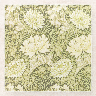 William Morris Chrysanthemum Floral Pattern Glazen Onderzetter