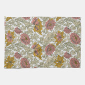 William Morris Chrysanthemum Floral Red Golden Theedoek (Horizontaal)