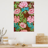 William Morris Chrysanthemum Floral Wallpaper Poster (Keuken)