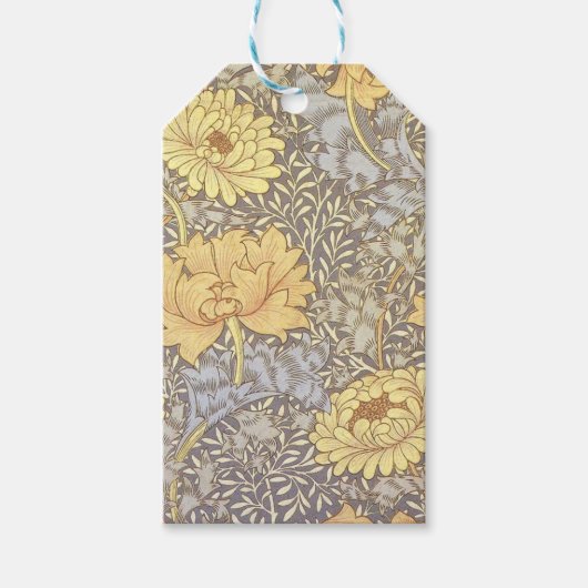 William Morris Chrysanthemum Moeder Bloemen Cadeaulabel (Voorkant)