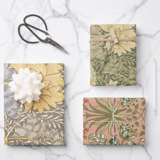 William Morris Chrysanthemum Moeder Bloemen Inpakpapier Vel (Voorkant)