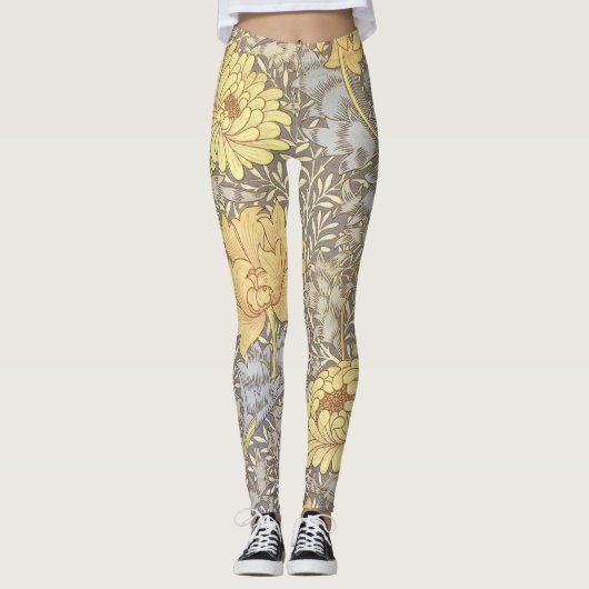 William Morris Chrysanthemum Moeder Bloemen Leggings (Voorkant)