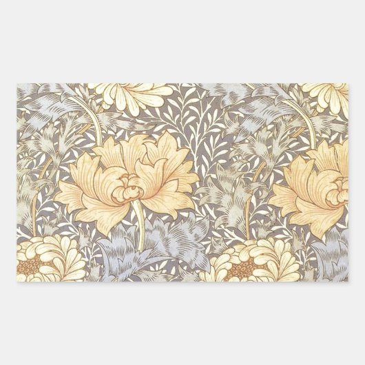 William Morris Chrysanthemum Moeder Bloemen Rechthoekige Sticker (Voorkant)
