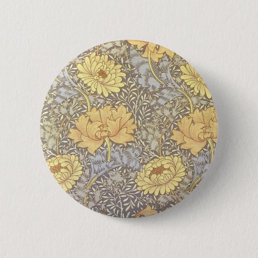 William Morris Chrysanthemum Moeder Bloemen Ronde Button 5,7 Cm (Voorkant)