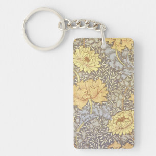 William Morris Chrysanthemum Moeder Bloemen Sleutelhanger