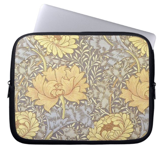 William Morris Chrysanthemum Mooie Bloem Laptop Sleeve (Voorkant)