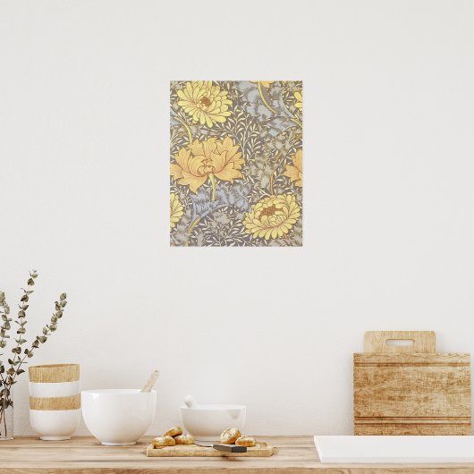 William Morris Chrysanthemum Mooie Bloem Poster (Keuken)