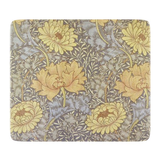 William Morris Chrysanthemum Mum Bloemen Snijplank (Voorkant)