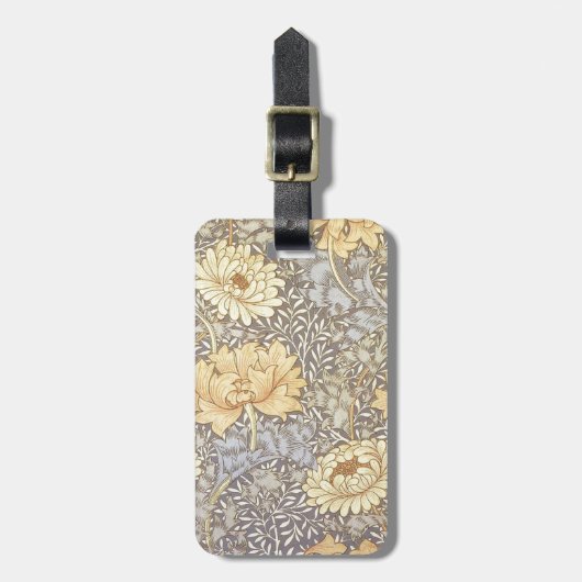 William Morris Chrysanthemum Mum Flowers Bagagelabel (Voorkant verticaal)