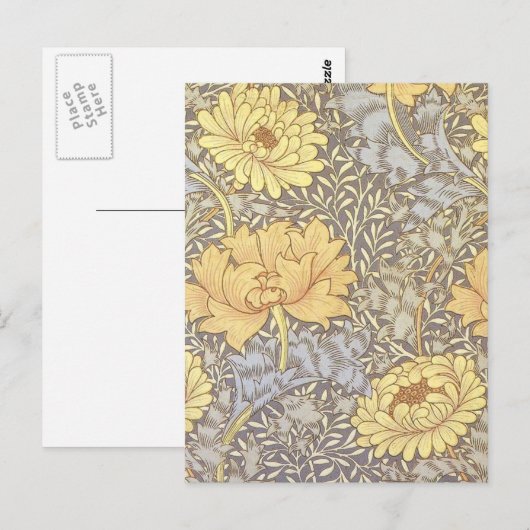 William Morris Chrysanthemum Mum Flowers Briefkaart (Voorkant / Achterkant)