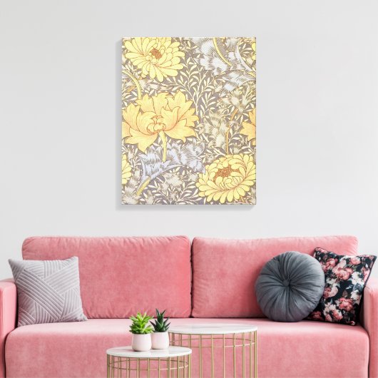 William Morris Chrysanthemum Mum Flowers Canvas Afdruk (Insitu (Woonkamer))