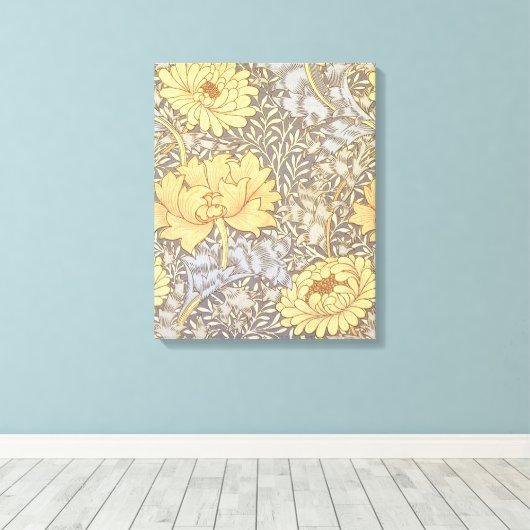 William Morris Chrysanthemum Mum Flowers Canvas Afdruk (Insitu (Houten vloer))