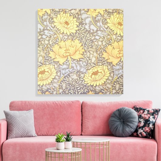 William Morris Chrysanthemum Mum Flowers Canvas Afdruk (Insitu (Woonkamer))