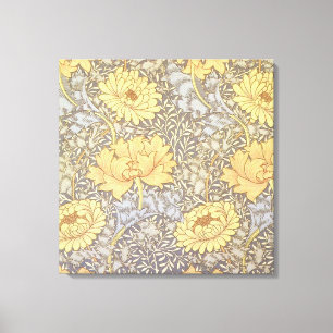 William Morris Chrysanthemum Mum Flowers Canvas Afdruk