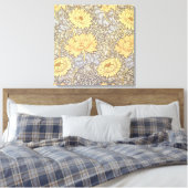 William Morris Chrysanthemum Mum Flowers Canvas Afdruk (Insitu (Slaapkamer))