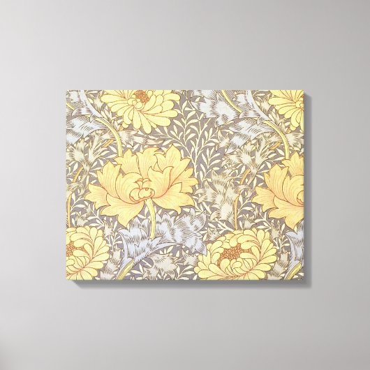 William Morris Chrysanthemum Mum Flowers Canvas Afdruk (Voorkant)