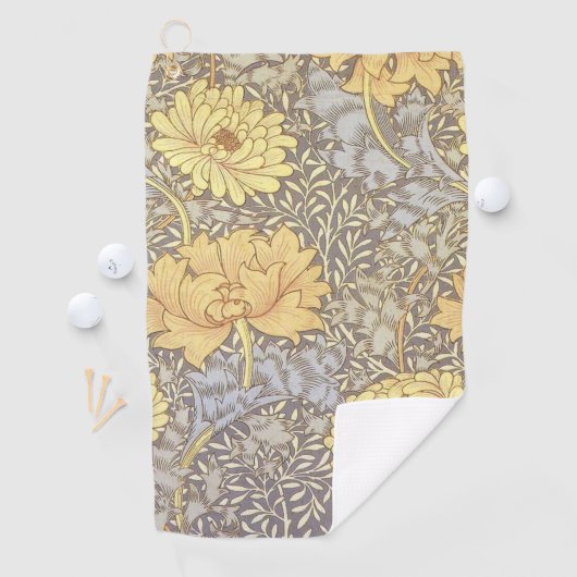 William Morris Chrysanthemum Mum Flowers Golfhanddoek (Insitu)