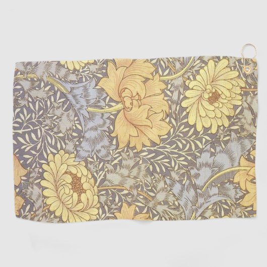 William Morris Chrysanthemum Mum Flowers Golfhanddoek (Horizontaal)