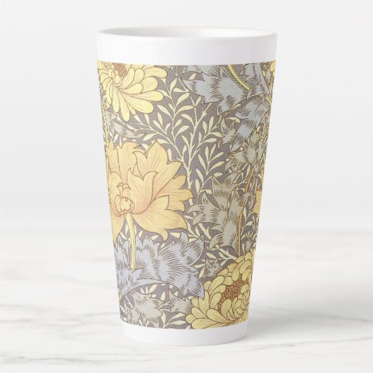 William Morris Chrysanthemum Mum Flowers Latte Mok (Voorkant)
