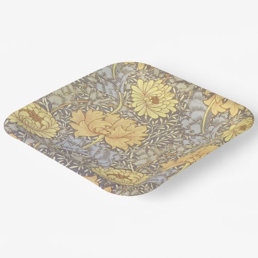 William Morris Chrysanthemum Mum Flowers Papieren Bordje (Gebogen)