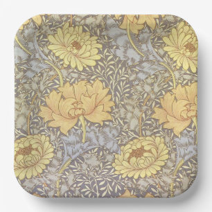 William Morris Chrysanthemum Mum Flowers Papieren Bordje