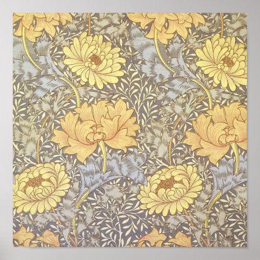 William Morris Chrysanthemum Mum Flowers Poster (Voorkant)