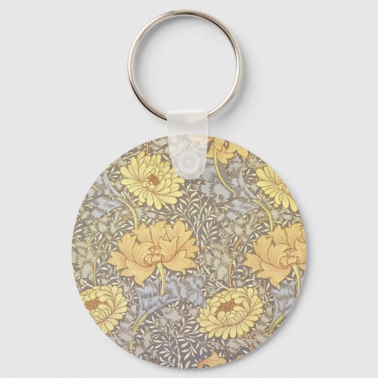William Morris Chrysanthemum Mum Flowers Sleutelhanger (Voorkant)