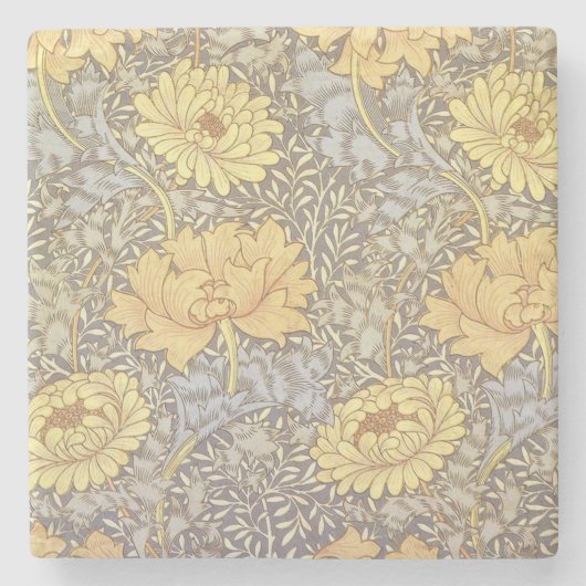 William Morris Chrysanthemum Mum Flowers Stenen Onderzetter (Voorkant)