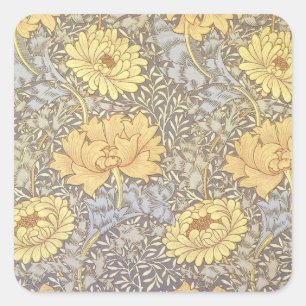 William Morris Chrysanthemum Mum Flowers Vierkante Sticker