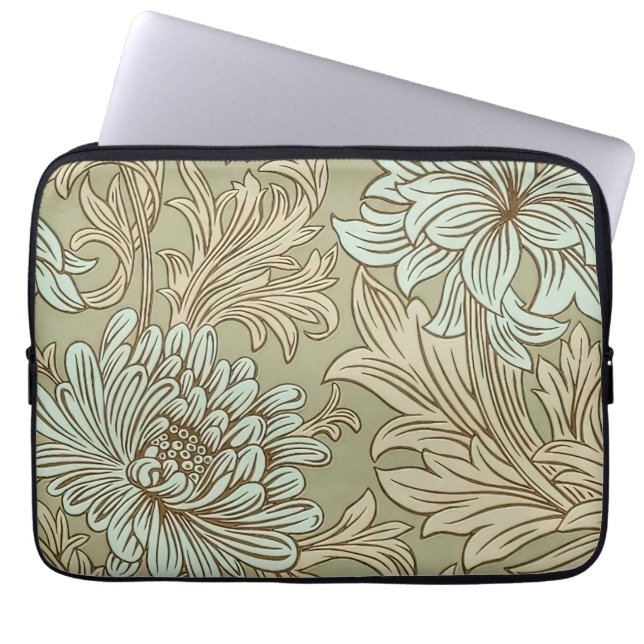 William Morris Chrysanthemum Patroon Laptop Hoes (Voorkant)