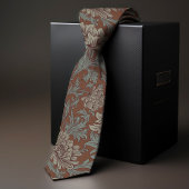 William Morris Chrysanthemum Pattern Blauwgroen Br Stropdas